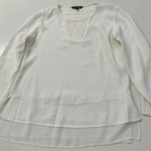 Massimo Dutti Cream Layered Long-Sleeve Blouse